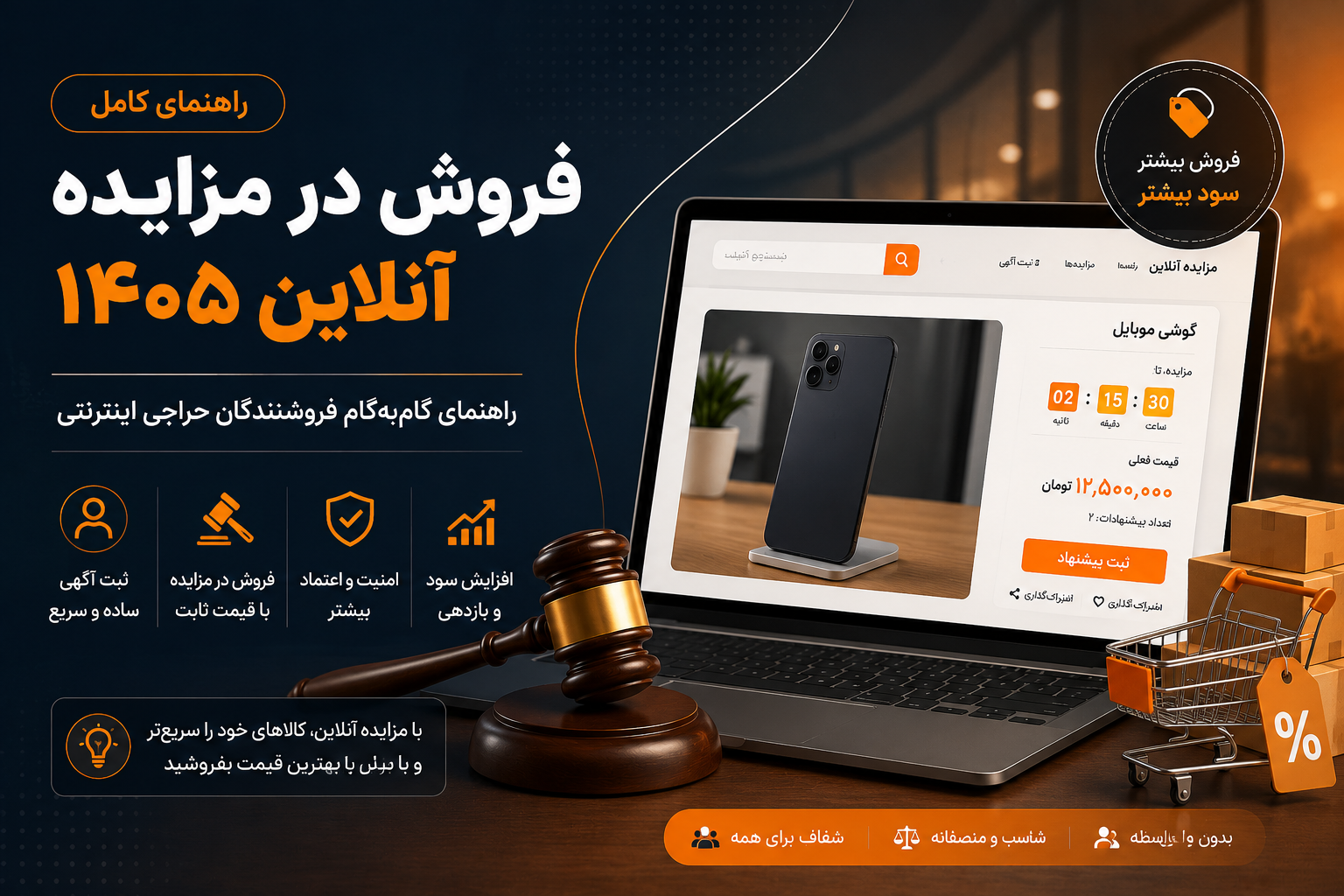 فروش در مزایده آنلاین ۱۴۰۵ | راهنمای کامل فروشندگان حراجی اینترنتی